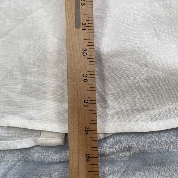 JM Collection Shirt Womens 10 White 100% Linen with Cotton Eyelet Trim Sequins - Picture 8 of 15